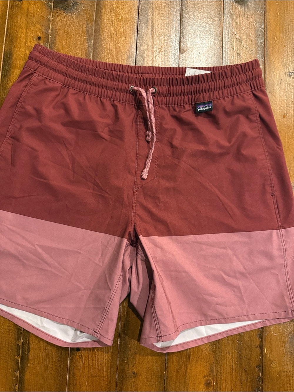 Patagonia Two-Tone Burgundy and Dusty Rose Swim Shorts